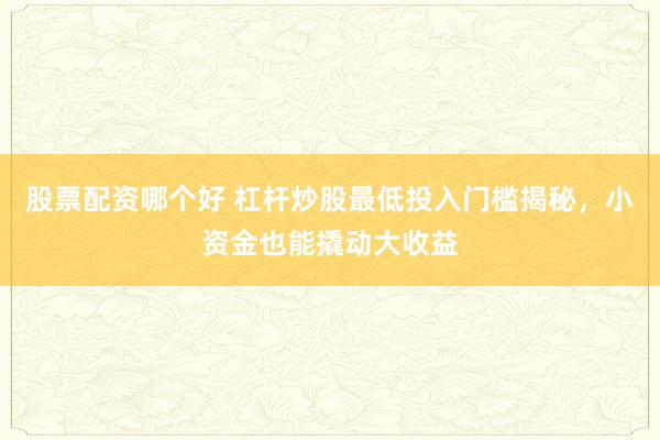 股票配资哪个好 杠杆炒股最低投入门槛揭秘，小资金也能撬动大收益