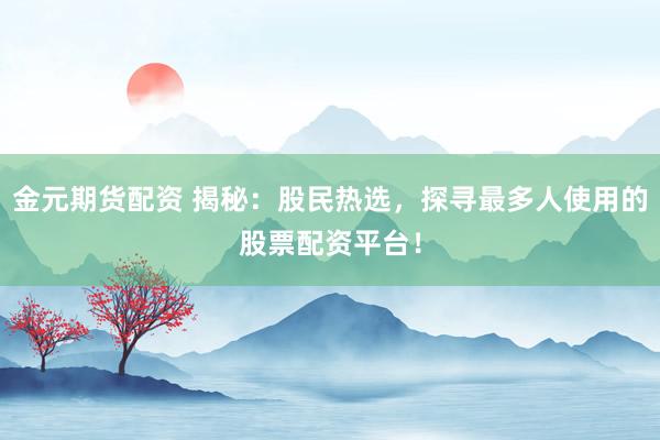 金元期货配资 揭秘：股民热选，探寻最多人使用的股票配资平台！